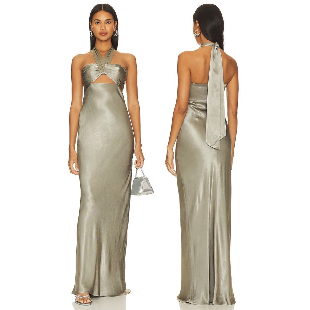 Shona Joy La Lune Dress Halter Satin Cut Out Formal Party Wedding Guest Prom 8